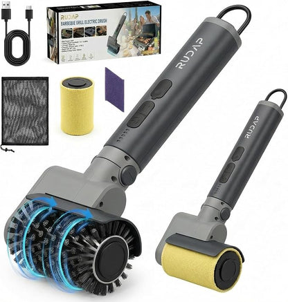 Electric Grill Brush, Cordless Grill Cleaner, Rechargeable Cleaning Brush | 58W High Torque, 5200mAh Battery, 150Mins Runtime, Anti-Shedding Brush, 3 Speeds, IPX7 Waterproof, Angle Adjust, Outdoor BBQ