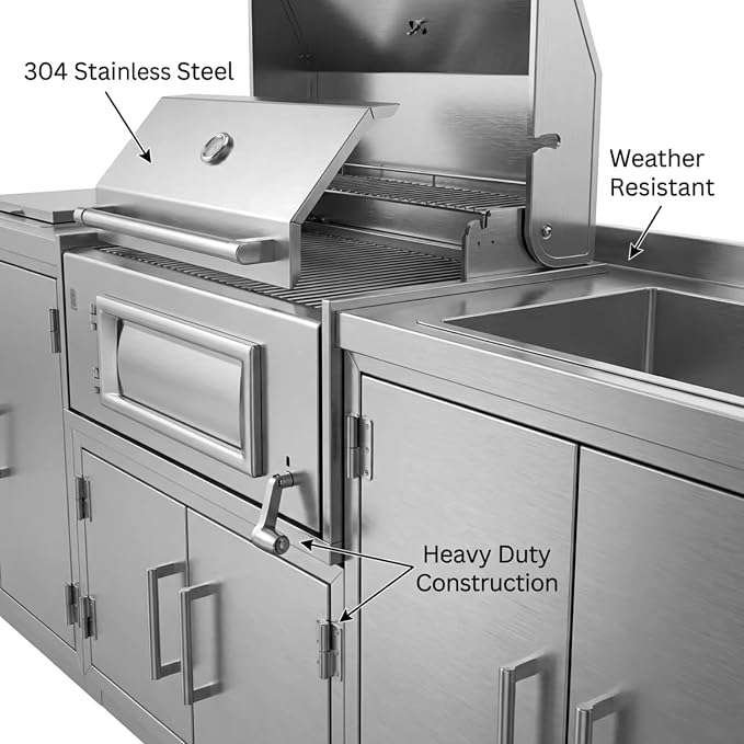 Outdoor Kitchen BBQ Pod – Modular Stainless Steel Grill Cabinet, Prefabricated Weatherproof Garden & Patio Cooking Station for Families, Coastal Homes & Summer Entertaining