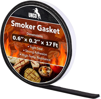 UNCO- Smoker Gasket, 17 Ft, 0.6" x 0.2”, Smoker Gasket Seal High Temp
