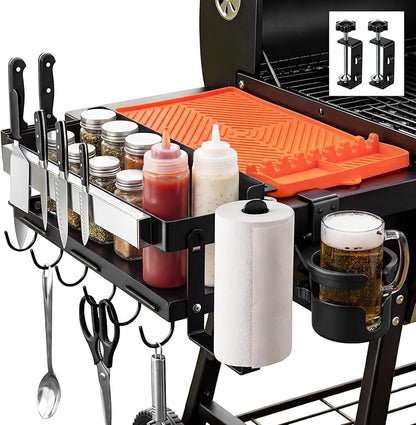 3 Sets Griddle Caddy Kit Compatible with Blackstone 28"/36" Prep Cart, Space Saving Accessories, BBQ Grill Organizer with Magnetic Tool Holder, Silicone Grill Mat, Cup & Paper Towel Holder & J-hooks
