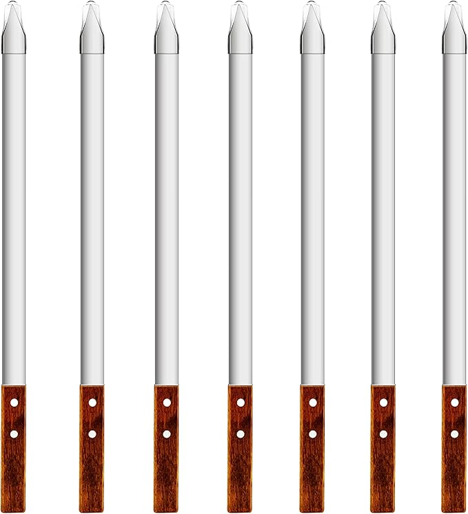 23.6 Inch Long Kabob Skewers,0.91Inch Wide Skewers for Kabobs,Metal Stainless Steel Kebob for Grilling,Extra Large Flat Kebab BBQ Tool,Barbecue Sticks with Wood Handle,Set of 7