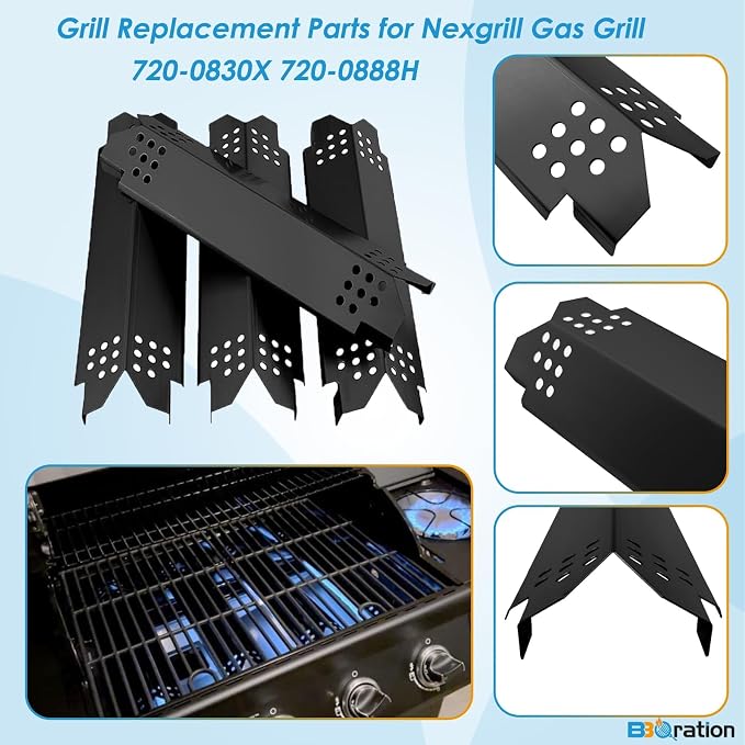 Grill Replacement Parts for Nexgrill 4-Burner 720-0830 720-0830H 720-0830X 720-0830HR 720-0830T, Cooking Grate, Heat Shield and Burner Kit for Nexgrill Replacement Parts 4-Burner 720-0830H