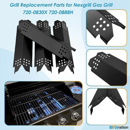 Grill Replacement Parts for Nexgrill 4-Burner 720-0830 720-0830H 720-0830X 720-0830HR 720-0830T, Cooking Grate, Heat Shield and Burner Kit for Nexgrill Replacement Parts 4-Burner 720-0830H