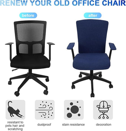 Tallew 4 Pcs Office Chair Covers Stretchable Armrest Seat,XL,Navy | Universal Fit Office Desk Chairs, Protective Seat Backrest Slipcovers, Stretchable Prevent Wear, Easy Install for Rotating