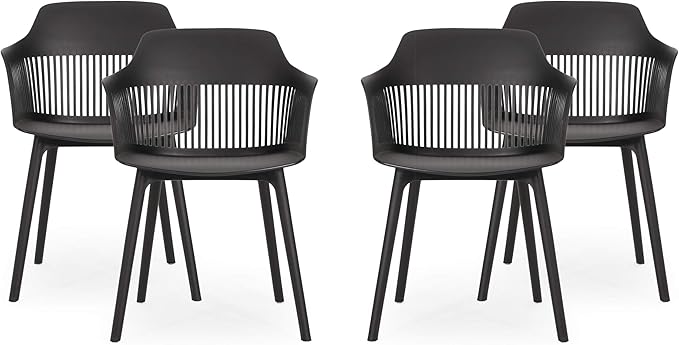 Christopher Knight Home Ladonna Outdoor Dining Chair (Set of 4), Black