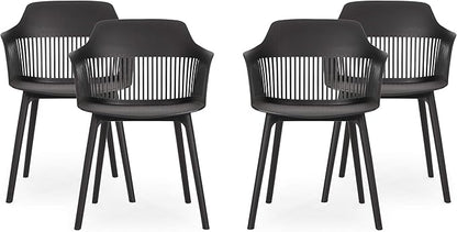 Christopher Knight Home Ladonna Outdoor Dining Chair (Set of 4), Black