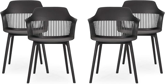 Christopher Knight Home Ladonna Outdoor Dining Chair (Set of 4), Black