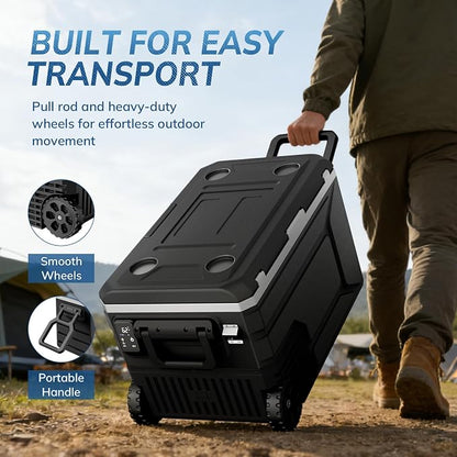 Antarctic Star 12 Volt Refrigerator,68QT(64L) Electric Cooler, Portable Refrigerator Freezer -4℉~68℉,12V 24V DC 100 240V AC Car Fridge with Wheels&2 Baskets for Camping,Travel,RV,Car,BLACK