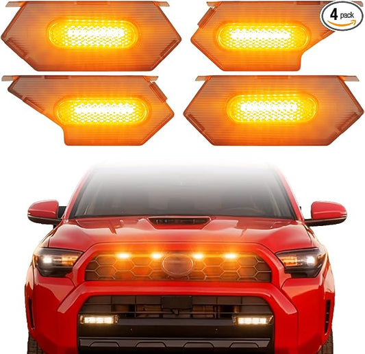 Amber Led Grills Light for 2025 Toyota 4Runner trdSport Off-Road | 4 in 1 20 6th gen 4runner Premium 2027 2026 Grille Grill Lights Accessories