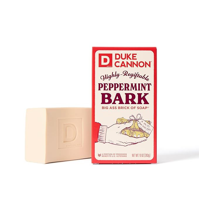 Duke Cannon Supply Co. Big Brick of Soap Bar for Men Holiday Edition - Peppermint Bark Scent, 10 oz. (1 Pack)