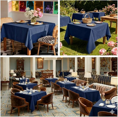 8 Pack Navy Blue Square Tablecloth 54 x 54 Inch | Wrinkle Resistant, Washable, Polyester Fabric, Square Table Cloth for Dining Party Banquet Buffet Wedding