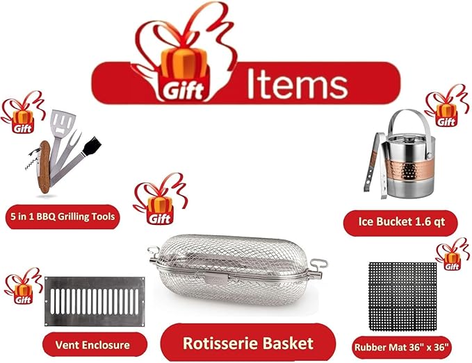 Lion Premium Grills L75000 | BBQ Gas Grill Bundle | 32 Inch Natural Gas Grill Package | Single Side Burner | Door & Two Drawers Combo | Four Ceramic tubes & more