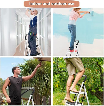 COSTWAY 2 Step Ladder, Folding Step Stool w/Wide Anti-Slip Pedal & Cushioned Handle, Multiuse Lightweight Portable Stepladder 330 lbs Capacity, Stool Ladder for Home Kitchen Office