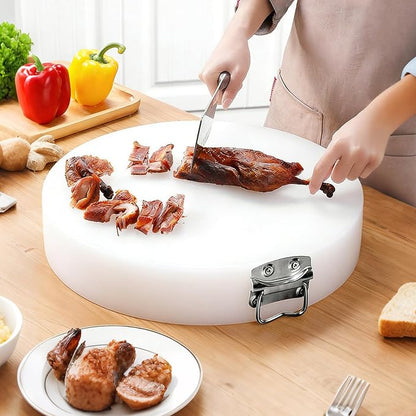 18.9" Round Plastic Cutting Board, 2" Extra Thick Commercial Grade Butcher Board, Food-Grade PE Chopping Block for Meat Cutting, Butchering, BBQ Prep & Restaurant Kitchen Use