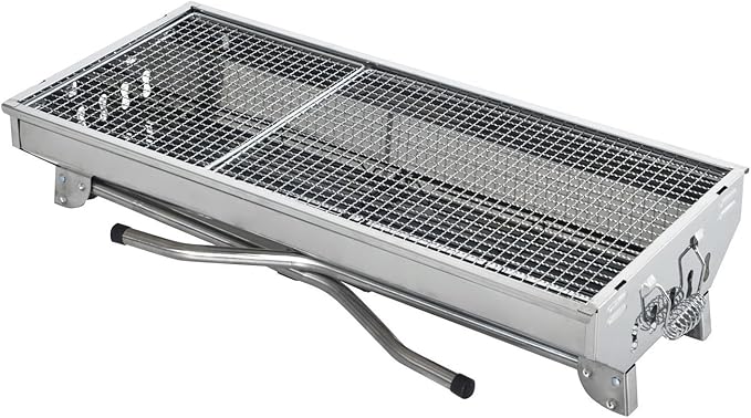 New Large 36 in x 13 in Russian Style Stainless Steel Portable Folding Charcoal BBQ Grill Camping Fishing House Party or in Park Nature Шашлык Грилл (Special Order, Allow Extra Time for Delivery)