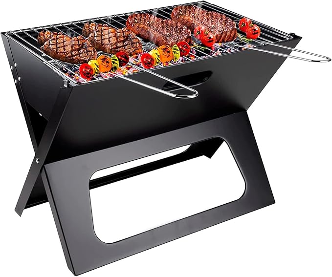 Foldable Charcoal Grill, Portable BBQ Barbecue Grill Lightweight Simple Grill for Outdoor Cooking Camping Hiking Picnics Garden Travel Suitable for 3-5 people
