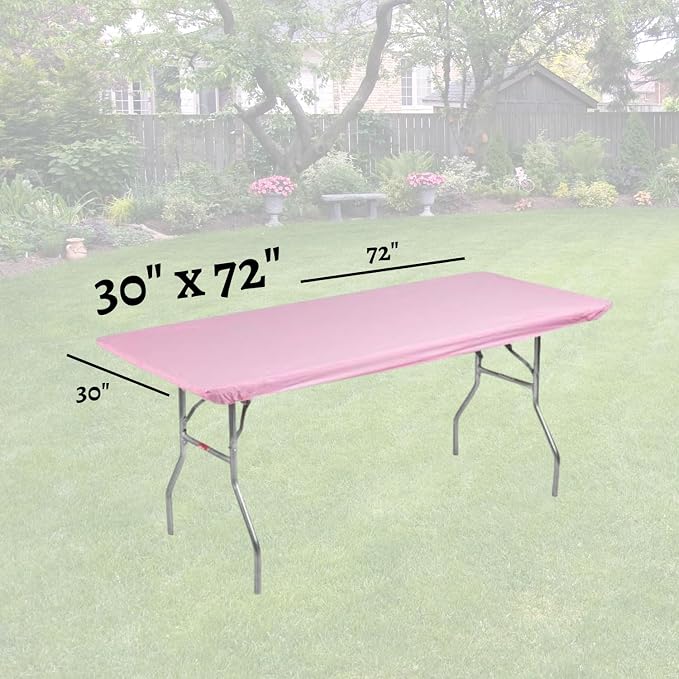 6' Rectangle Plastic Table Covers 30" x 72", Bundle of 5 (Pink)