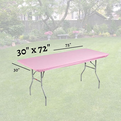 6' Rectangle Plastic Table Covers 30" x 72", Bundle of 5 (Pink)