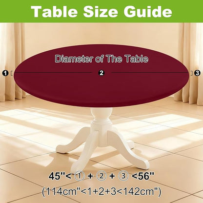 Smiry Round Spandex Tablecloth, Elastic Fitted Washable Tablecloths for 45"-56" Tables, Waterpoof Stretch Picnic Table Cover for Dining, Indoor and Outdoor, Wine Red