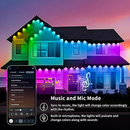 KSIPZE 100ft Permanent Outdoor Lights Waterproof IP67, Smart RGB+IC Eaves LED Lights with App & Button Control, 200+ Dynamic Scene Modes for House Roof, Garden, Christmas, Party Decor