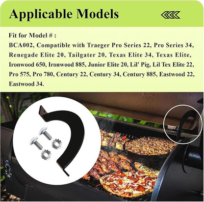 BCA001 LH & BCA002 RH Grill Lid Door Stop Arc W/Screws, For Traeger Grills | Durable high-strength metal, Fits Pro Series 22, Fit Tailgater 20, Easy installation W/screws, For Century 885 & Eastwood 22
