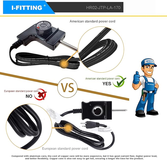 Thermostat Probe Cord for Masterbuilt Electric Smoker 15A 125V | Fits Masterbuilt electric smokers, grills, fryers & skillets. 15A/125V adjustable thermostat probe controls heat safely.