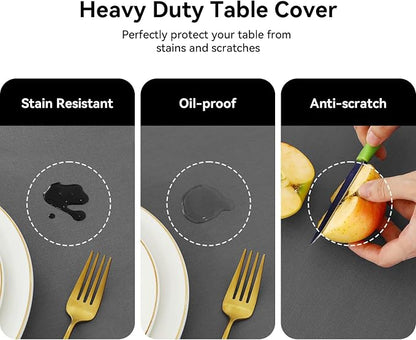 Romanstile 100% Waterproof PVC Tablecloth, Square Oil Spill Proof Stain Resistant Vinyl Table Cloth, Wipe Clean Plastic Table Covers for Kitchen/Dining/Parties - 54 x 54 Inch, Dark Grey