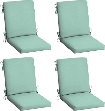 Arden 4-Pack Outdoor Patio Dining Chair Cushion, 20x44, Rain-Proof Seat Pad, Fade-Resistant Outdoor Cushion Aqua Leala