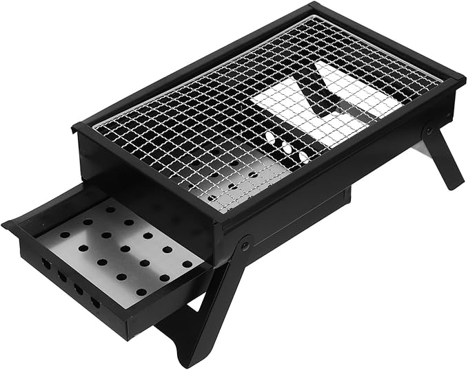 Gatuida Portable Charcoal Grill Small Bbq Grill Folding Stainless Steel for Camping and Travel Medium Size Upgraded Pull-out Charcoal Tray Suitable for 1-3 People
