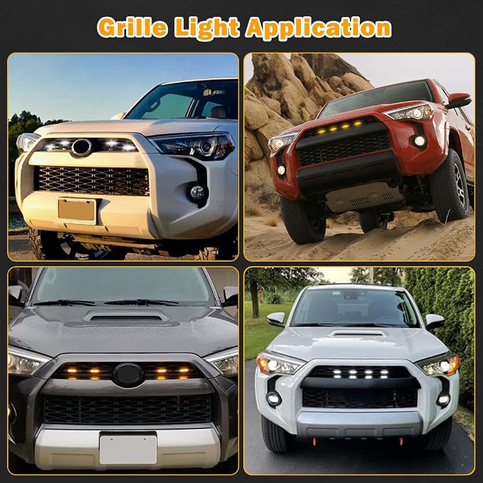 White Grille Lights for 4Runner TRD Pro 2014-2023, Smoked Shell LED Grill Light for 4Runner TRD Off-Road, Limited, SR5 2014-2019 with Fuse