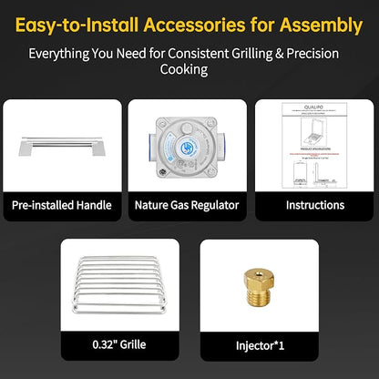 Single Side Burners-NG | Heavy-Duty 304 Stainless Steel Drop-In Side Burner, 15,000 BTU Natural Gas & Propane Burner for BBQ Island Outdoor Kitchen