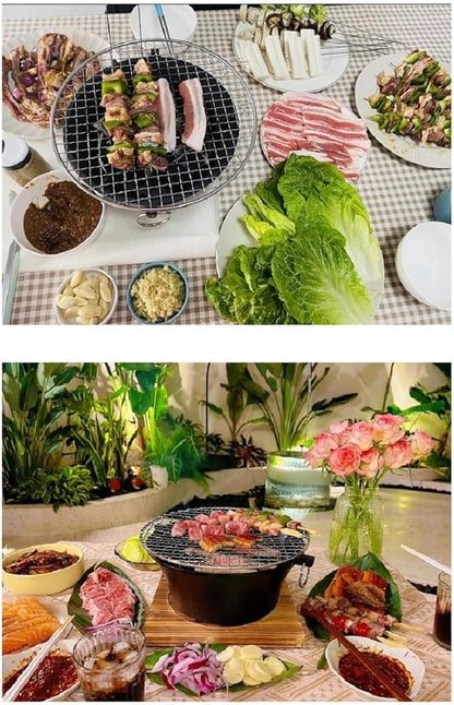 Cast Iron Hibachi Grill, hibachi grill outdoor,portable camping stove,hibachi tabletop,Small Portable Charcoal Grill for Outdoor Tabletop Camping, BBQ Grill Grate Surface 11in, Perfect for 3-4 People