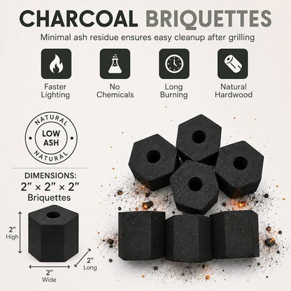 Dong LIM Binchotan Style Charcoal Briquettes, 10lbs (4.4kg) | High heat, low ash, long burning. Perfect for Japanese & Korean BBQ, Weber kettles, & kamado grills