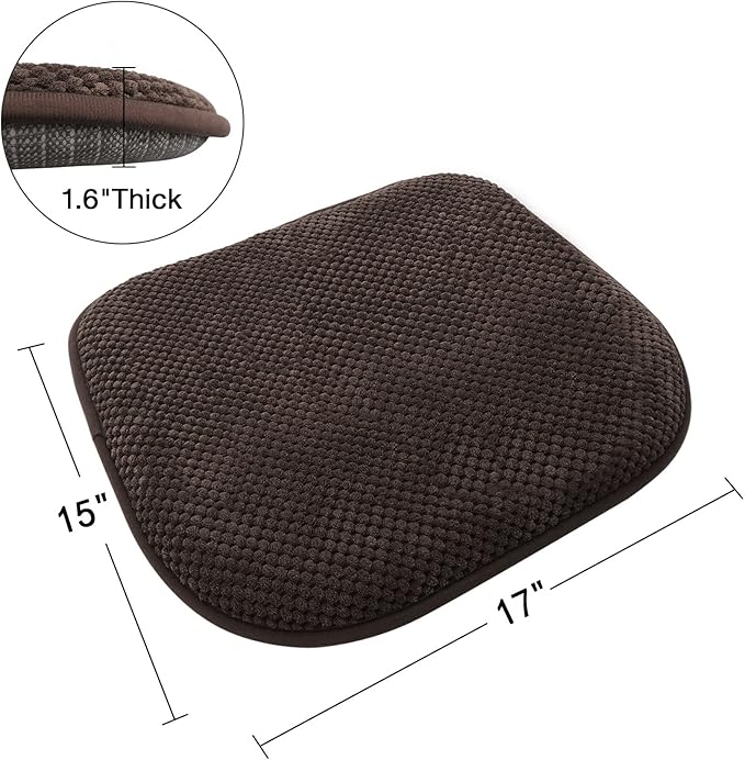 Brown Chairs Cushions for Dining Chairs 6 Pack Non Slip Foam Kitchen Seat Cushions Washable Soft Thick Patio Pads Large Wooden Metal Tapered Chair Cushions,17" x 15"