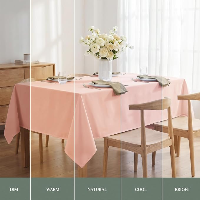 Softalker Rectangle Tablecloth, Waterproof Table Cloths Wrinkle Free Fabric Washable Polyester Table Cover for Dining Tables Party Outdoor Camping Parties Buffet Wedding - 90 x 156 inch, Pink