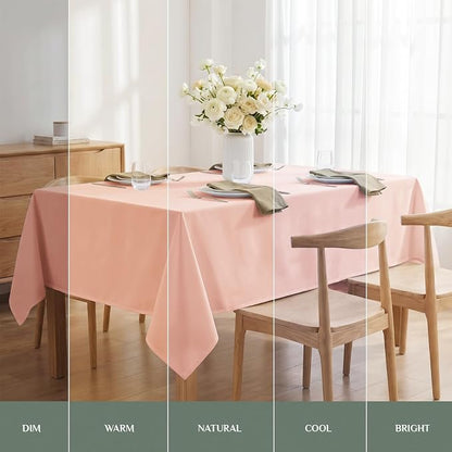 Softalker Rectangle Tablecloth, Waterproof Table Cloths Wrinkle Free Fabric Washable Polyester Table Cover for Dining Tables Party Outdoor Camping Parties Buffet Wedding - 90 x 156 inch, Pink