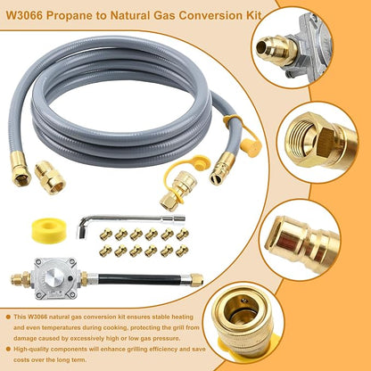 Propane to Natural Gas Conversion Kit for Grill Compatible with weber genesis, genesis II, spirit and spirit II etc,10FT 1/2" Natural Gas Conversion Kit with Regulator for weber Grills