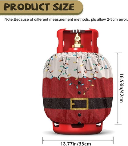 Santa Claus Propane Tank Cover 20lb Christmas Gas Tank Cylinder Cover for Outdoor Camping Yard Party Easy to Install Grill Accessories Gift for Holiday