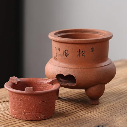 Chaozhou Imperial Kiln rare red clay charcoal stove Tea set Kung Fu Tea stove Outdoor Heating stove Barbecue oven Clay stove (old rock clay charcoal stove)
