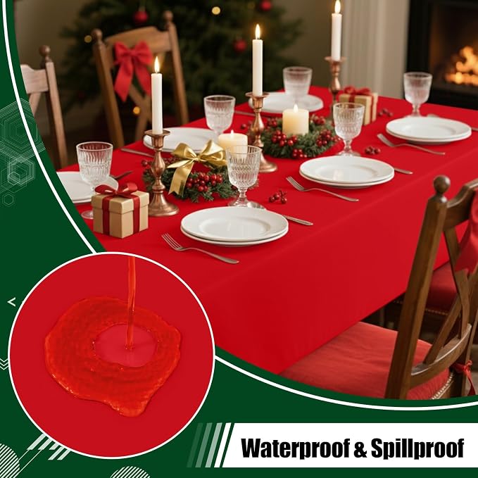 Smiry Disposable Table Cloth - 6 Pack, 54 x 108 Inch Waterproof Rectangle Tablecloths for Parties, Decorative Plastic Table Cover, Leakproof & Sturdy, Red