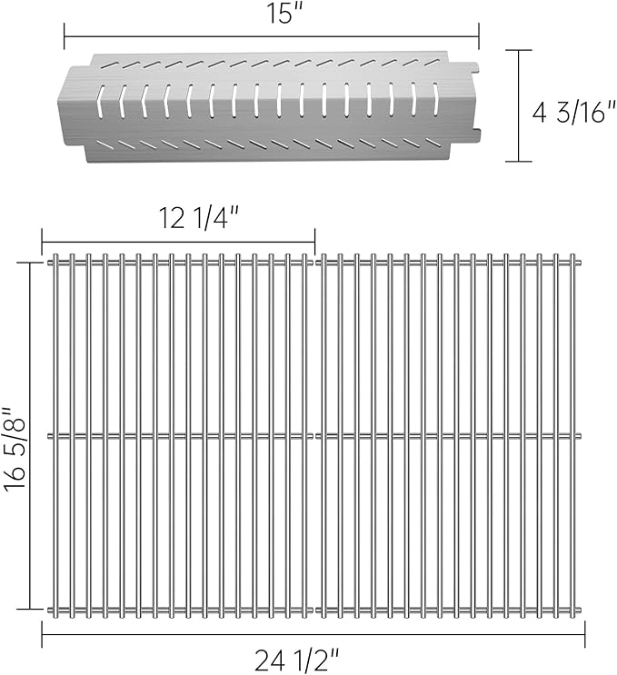 Kalomo Grill Grates Grill Replacement Parts for Kirkland 463230703, Charbroil 463252105, Centro 4000, 85-1095-6, Thermos 461230403, 461246804, Front Avenue, Stainless Steel Cook Grid BBQ Accessories
