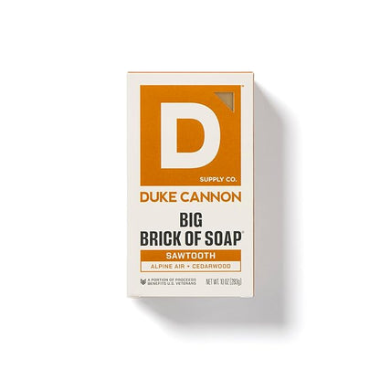 Duke Cannon Supply Co. Big Brick Bar Soap for Men, 10 oz Each (4 Pack) – Midway, High Country, Sawtooth & Midnight Swim – USA Made Large Soap Bars, Masculine Scents