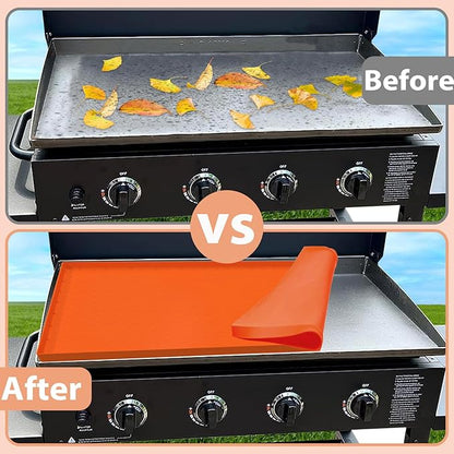 28 Inch Silicone Griddle Cover, Heavy Duty Food Grade Griddle Mat for Blackstone Grill Top, Year-round Protective Cover for Keep Surface Clean, Orange
