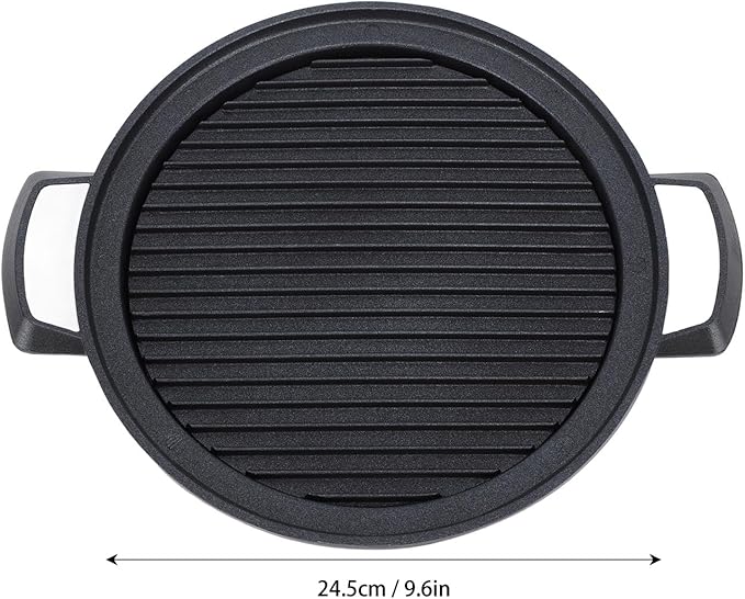 Japanese Mini Hibachi Grill Aluminum Alloy Tabletop Charcoal BBQ Grill Quick Heating Uniform Heating Multi Functional Use for Family Gatherings Camping Picnics (Large Circle)