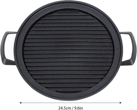 Fdit Japanese Mini Hibachi Grill, Aluminum Alloy, Family Must Have for Camping and Picnics, Multi Functional Use with Barbecue Meat, Charcoal Grilling (Large Circle)