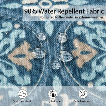 Magpie Fabrics Indoor Outdoor Cushion Cover Replacement 2 Pack, NO Insert! Water Repellent Slipcover with Ties Decor for Patio Garden Chair Seat Sofa Bench Wicker(Morgan Medal Blue, 22x20x4 Inch)