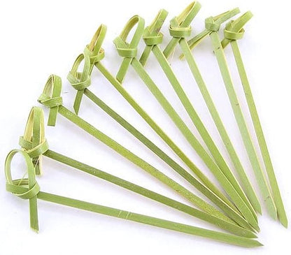 JapanBargain 1596x6, Bamboo Cocktail Picks Skewers for Appetizer Snack Sandwich Finger Food Tapas Fruit Kabob BBQ Hors D'oeuvre Twisted End Knotted Bamboo Sticks, 4 inch 300pcs