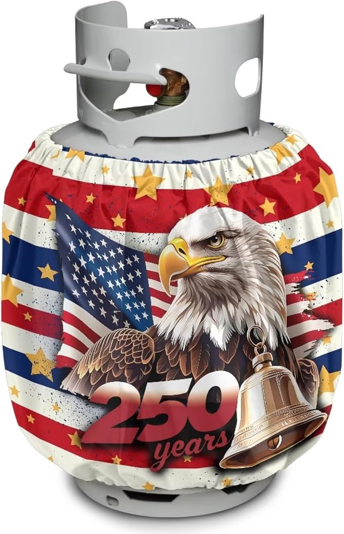 Propane Tank Cover 20lb, Outdoor Heavy Duty Waterproof Windproof Gas Tank Cylinder Cover with Elastic Brand Fits Standard 20lb,4Th of July Decorations
