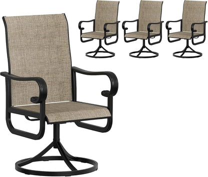 Patio Swivel Chair Set of 4, 360° Swivel & 15° Rocking High Back Outdoor Dining Chairs, All-Weather Metal Frame Patio Chairs for Backyard, Deck, Garden, Poolside Indoor Outdoor Use, Table Not Include