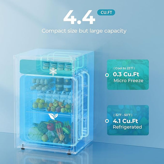 EUHOMY 4.4 Cu.Ft Fridge with Freezer, Single Door Compact Refrigerator, Adjustable Thermostat, Mini Refrigerator Energy Saving, Mini fridge for Bedroom, Dorm, Office, Black
